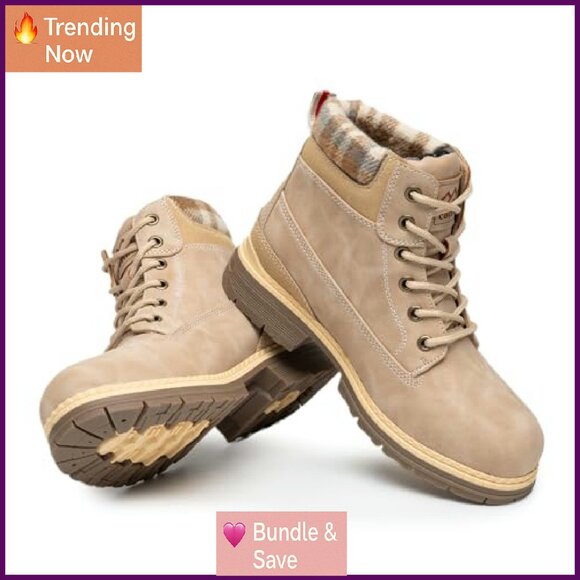 Women's Snow Hiking Winter Boots Waterproof Leather Ankle Boots Non-Slip - Picture 6 of 6